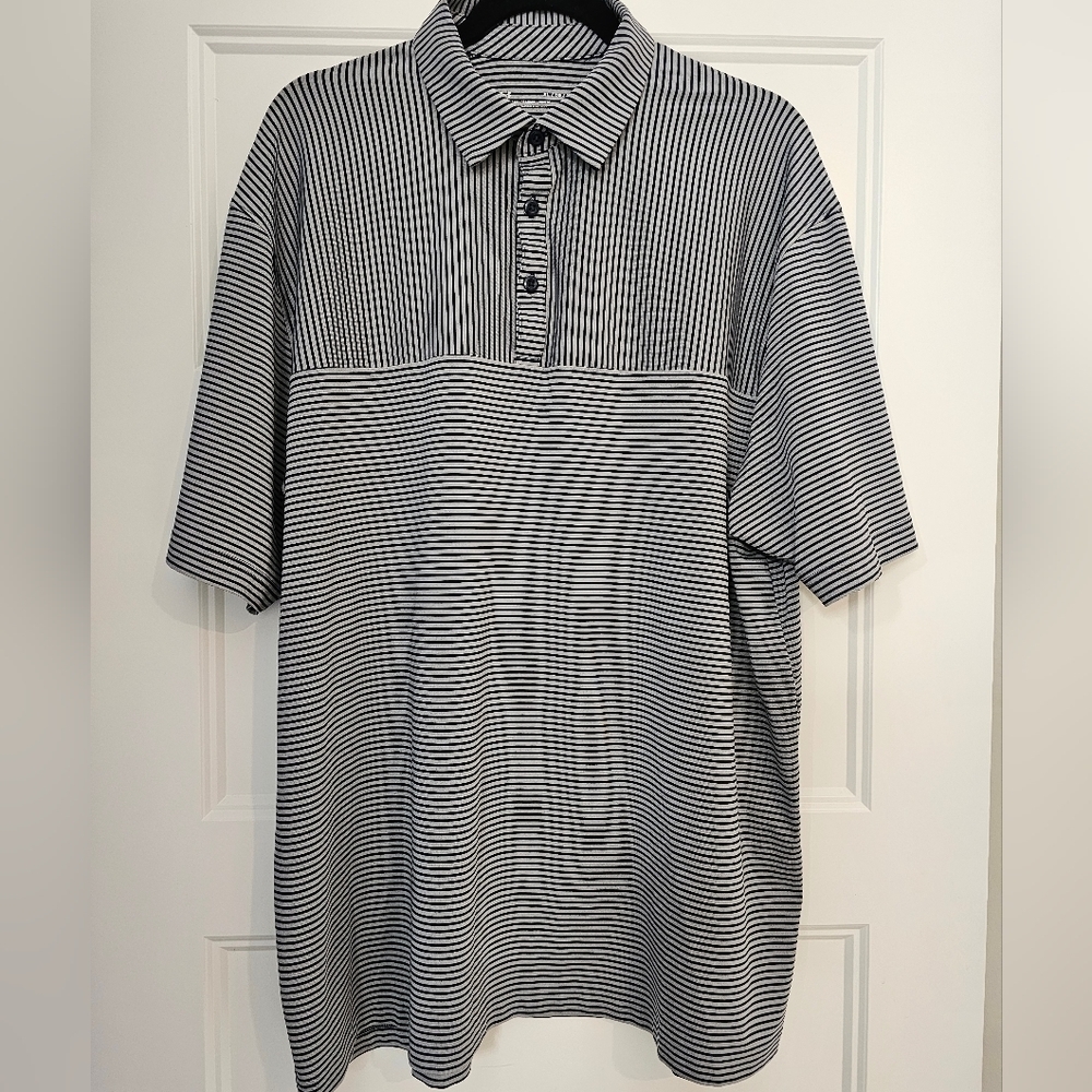 Under Armour Men's Gray & Black Striped Heat Gear Polo sz xl